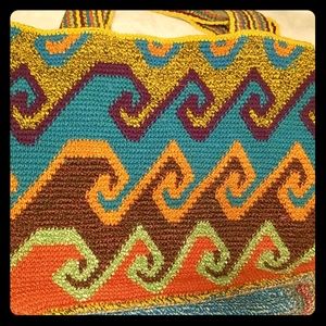 Yellow ,orange , purple 👜BAMBOO summer tote bag